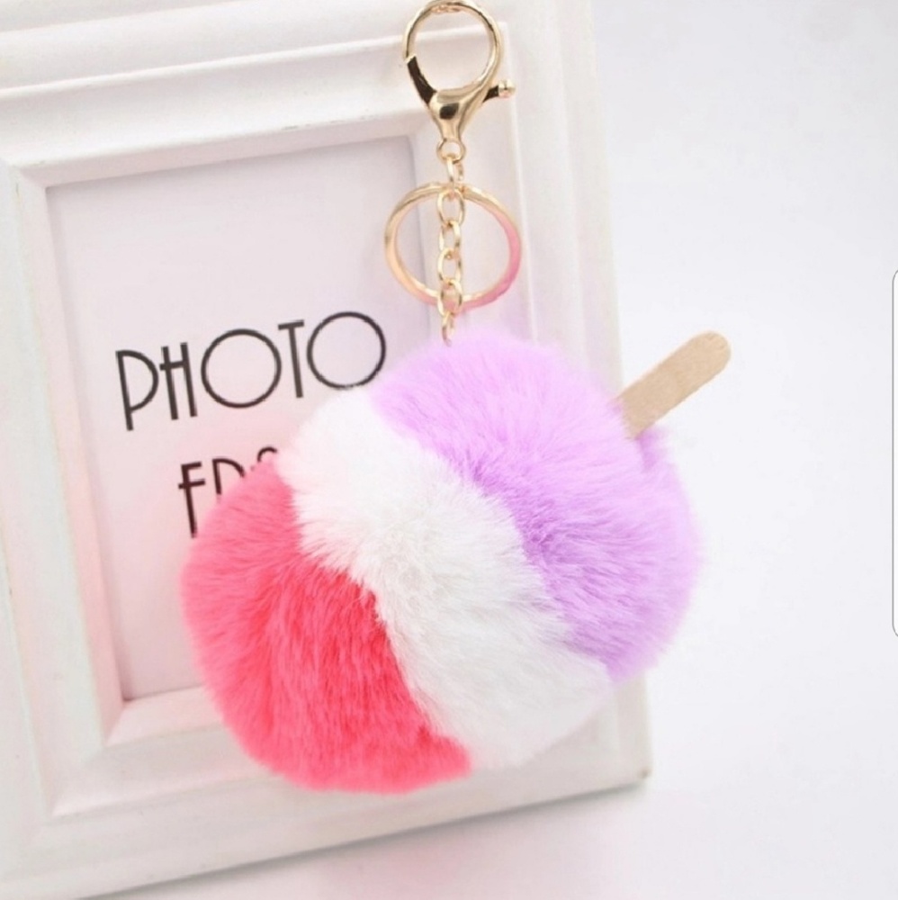 Popsicle pom pom key chain